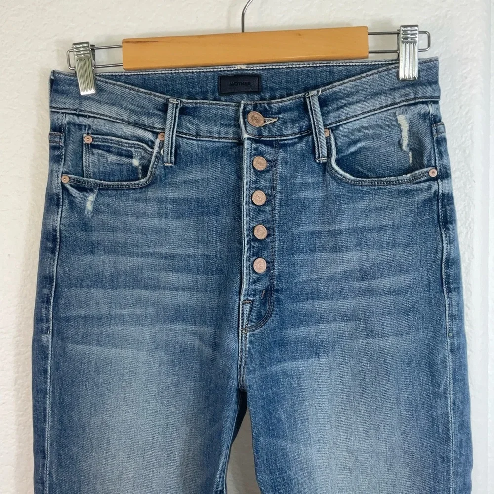 MOTHER Pixie Dazzler Blue Ankle fray Jeans - Picture 7 of 10